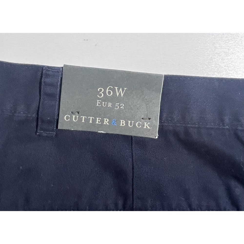 Mens Cutter &‎ Buck Khaki Navy Blue Flat Front Pants 100% Cotton New With Tags